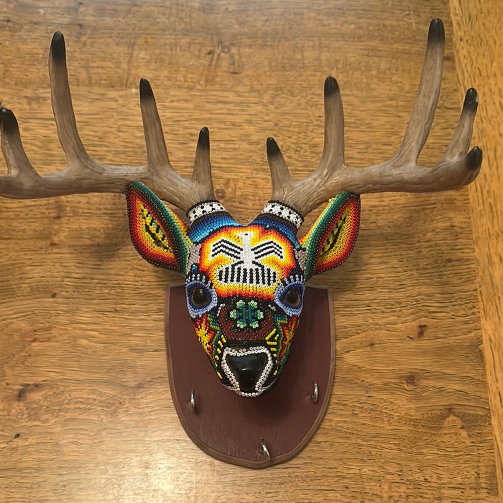 Colorful Beaded Deer Head Wall Decor